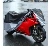 Housse Moto Imperméable, pour Honda Goldwing 1800 GL1800 F6B, Anti-poussière et Anti-Pluie, en Tissu Oxford, avec Trous Verrouillage, Toutes Saisons,Black Silver-XXL