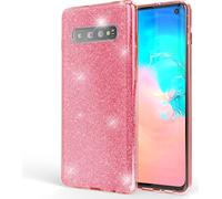 Housse NALIA compatible avec le Samsung Galaxy S10, Slim Case Glitter Back Cover Etui rose