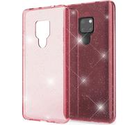 Housse NALIA Glitter compatible avec le Huawei Mate20, étui silicone pailleté rose