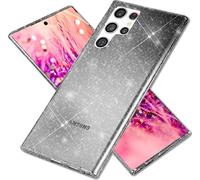 Housse NALIA scintillante pour Samsung Galaxy S24 Ultra Cover, housse transparente en silicone pour téléphone portable avec sequins diamantés noirs