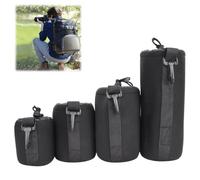 Housse Objectif,Housse Objectif/Poche Lentille Epais pour Protéger l'Objectif, Camera Drawstring Lens Pouch Bag de 4 Différente Taille