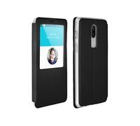 Housse OnePlus 6 Etui Coque Clapet à Fenêtre Fonction Stand Coque Rigide Noir
