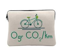 Housse Ordinateur et Tablette Aspect Lin - 0gr CO2/km Vélo Vert Écologie Environnement Planète - 10 Pouces Pochette de Protection PC Portable Imprimé en France