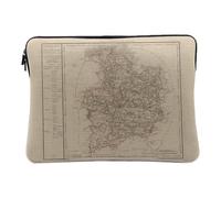 Housse Ordinateur et Tablette Aspect Lin - 35 Ille et Vilaine Rennes Département Carte Ancienne France Région - 10 Pouces Pochette de Protection PC Portable Imprimé en France