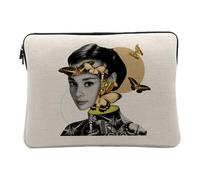 Housse Ordinateur et Tablette Aspect Lin - Actrice Femme Papillon Collage Art Surréalisme - 10 Pouces Pochette de Protection PC Portable Imprimé en France