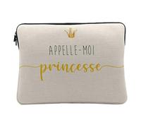 Housse Ordinateur et Tablette Aspect Lin - Appelle Moi Princesse Fille Reine - 12-13 Pouces Pochette de Protection PC Portable Imprimé en France