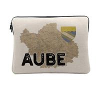 Housse Ordinateur et Tablette Aspect Lin - Aube 10 Département Troyes Carte Ancienne France - 12-13 Pouces Pochette de Protection PC Portable Imprimé en France