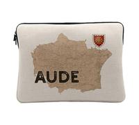 Housse Ordinateur et Tablette Aspect Lin - AUDE 11 Departement Carcassonne Carte Ancienne Occitanie - 12-13 Pouces Pochette de Protection PC Portable Imprimé en France