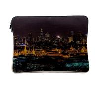 Housse Ordinateur et Tablette Aspect Lin - Bangkok Pataia Illuminée La Nuit Thailande - 14-15 Pouces Pochette de Protection PC Portable Imprimé en France