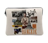 Housse Ordinateur et Tablette Aspect Lin - Bangkok Vintage Voyage Thaïlande Carte Postale - 12-13 Pouces Pochette de Protection PC Portable Imprimé en France