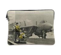 Housse Ordinateur et Tablette Aspect Lin - Banksy Avion de Chasse Porte-Avion F-35 Guerre Street Art - 10 Pouces Pochette de Protection PC Portable Imprimé en France