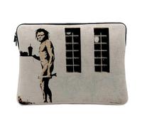 Housse Ordinateur et Tablette Aspect Lin - Banksy Cro Magnon Fast Food Graffiti Street Art - 10 Pouces Pochette de Protection PC Portable Imprimé en France