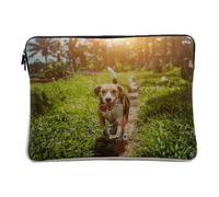 Housse Ordinateur et Tablette Aspect Lin - Beagle en Ballade Chien Animal de Compagnie - 12-13 Pouces Pochette de Protection PC Portable Imprimé en France