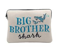 Housse Ordinateur et Tablette Aspect Lin - Big Brother Shark Family Sea Fish - 14-15 Pouces Pochette de Protection PC Portable Imprimé en France