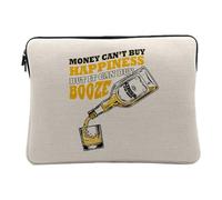 Housse Ordinateur et Tablette Aspect Lin - Booze - Money Can't Buy Happiness Whiskey Party 14-15 Pouces Pochette de Protection PC Portable Imprimé en France