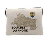 Housse Ordinateur et Tablette Aspect Lin - Bouches du Rhône 13 Marseille Departement Carte Ancienne PACA - 10 Pouces Pochette de Protection PC Portable Imprimé en France
