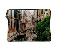 Housse Ordinateur et Tablette Aspect Lin - Canal de Venise Italie Patrimoine Mondial - 14-15 Pouces Pochette de Protection PC Portable Imprimé en France