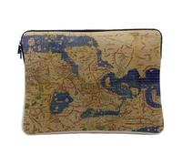 Housse Ordinateur et Tablette Aspect Lin - Carte du Monde Tabula Rogeria par Al Idrissi Terre - 12-13 Pouces Pochette de Protection PC Portable Imprimé en France