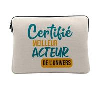 Housse Ordinateur et Tablette Aspect Lin - Certifié Meilleur Acteur de l'univers Cinema Theatre comédien - 12-13 Pouces Pochette de Protection PC Portable Imprimé en France