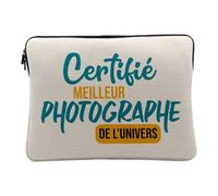 Housse Ordinateur et Tablette Aspect Lin - Certifié Meilleur Photographe de l'univers Photo Art Artiste - 14-15 Pouces Pochette de Protection PC Portable Imprimé en France