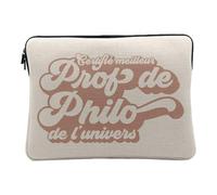 Housse Ordinateur et Tablette Aspect Lin - Certifié Meilleur Prof de Philo de l'univers Philosophie Lycee Université - 10 Pouces Pochette Protection PC Portable Imprimé en France