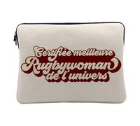 Housse Ordinateur et Tablette Aspect Lin - Certifiée meilleuer Rugbywoman de l'univers Rugby Sport - 10 Pouces Pochette de Protection PC Portable Imprimé en France