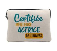 Housse Ordinateur et Tablette Aspect Lin - Certifiée Meilleure Actrice de l'univers Cinema Theatre comédienne - 10 Pouces Pochette de Protection PC Portable Imprimé en France