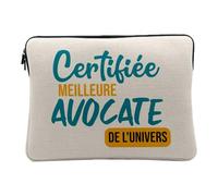 Housse Ordinateur et Tablette Aspect Lin - Certifiée Meilleure Avocate de l'univers Loi Justice Avocat Tribunal - 14-15 Pouces Pochette de Protection PC Portable Imprimé en France