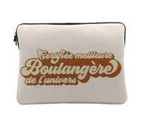 Housse Ordinateur et Tablette Aspect Lin - Certifiée Meilleure Boulangere de l'univers Pain Viennoiserie Patisserie Artisan - 10 Pouces Pochette de Protection PC Portable Imprimé en France