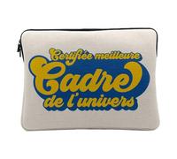 Housse Ordinateur et Tablette Aspect Lin - Certifiée Meilleure Cadre de l'univers Travail Entreprise Collegue - 10 Pouces Pochette de Protection PC Portable Imprimé en France