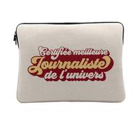 Housse Ordinateur et Tablette Aspect Lin - Certifiée Meilleure Journaliste de l'univers Journal Ecrivain Media Reporteur - 10 Pouces Pochette de Protection PC Portable Imprimé en France