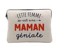 Housse Ordinateur et Tablette Aspect Lin - Cette Femme est Une Maman Géniale Mère - 10 Pouces Pochette de Protection PC Portable Imprimé en France