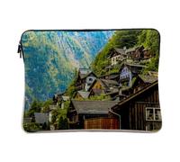 Housse Ordinateur et Tablette Aspect Lin - Chalets dans la Montagne Couverte d'Arbres Hallstatt Autriche - 10 Pouces Pochette de Protection PC Portable Imprimé en France