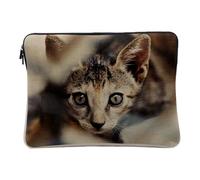 Housse Ordinateur et Tablette Aspect Lin - Chat Sauvage Européen Tigre Vie Animale Nature Félin - 10 Pouces Pochette de Protection PC Portable Imprimé en France