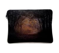 Housse Ordinateur et Tablette Aspect Lin - Chemin Sombre dans Une Forêt à l'Automne Paysage Naturel - 12-13 Pouces Pochette de Protection PC Portable Imprimé en France