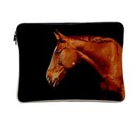 Housse Ordinateur et Tablette Aspect Lin - Cheval Pur-Sang Couleur Baie Marron Cheval de Course Etalon - 12-13 Pouces Pochette de Protection PC Portable Imprimé en France