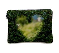 Housse Ordinateur et Tablette Aspect Lin - Coeur Taillé dans du Buis Art Amour Nature - 14-15 Pouces Pochette de Protection PC Portable Imprimé en France