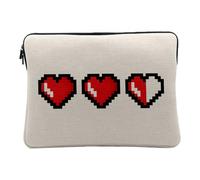 Housse Ordinateur et Tablette Aspect Lin - Coeur Vie Jeux Video Pixel Life Arcade Retro Gaming Video Game - 10 Pouces Pochette de Protection PC Portable Imprimé en France