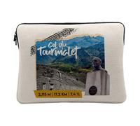 Housse Ordinateur et Tablette Aspect Lin - Col du Tourmalet Collage Vélo France Cyclisme Tour Course Pyrénées - 10 Pouces Pochette de Protection PC Portable Imprimé en France