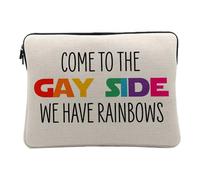 Housse Ordinateur et Tablette Aspect Lin - Come to The Gay Side We Have Rainbows LGBTQ+ Gay Lesbien - 14-15 Pouces Pochette de Protection PC Portable Imprimé en France