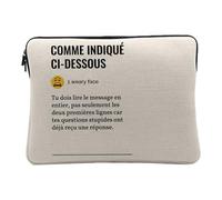Housse Ordinateur et Tablette Aspect Lin - comme Indiqué Jargon Travail Office Email Icone Bureau Collegue Humour - 10 Pouces Pochette de Protection PC Portable Imprimé en France