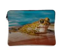 Housse Ordinateur et Tablette Aspect Lin - Crapaud Vert dans Une Piscine Animal Sauvage Mignon - 10 Pouces Pochette de Protection PC Portable Imprimé en France