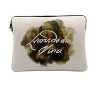 Housse Ordinateur et Tablette Aspect Lin - Da Vinci Signature Peinture Peintre Inventeur Artiste Renaissance Dessin Architecture Sculpture - 12-13 Pouces Pochette de Protection PC Portable Imprimé en