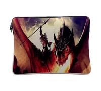 Housse Ordinateur et Tablette Aspect Lin - Dragon crache feu Fantastique - 10 Pouces Pochette de Protection PC Portable Imprimé en France