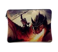 Housse Ordinateur et Tablette Aspect Lin - Dragon Crache Feu Fantastique Chevalier - 10 Pouces Pochette de Protection PC Portable Imprimé en France
