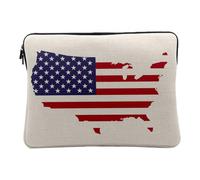 Housse Ordinateur et Tablette Aspect Lin - Drapeau Carte Etats Unis Football Sport Equipe Nationale USA - 12-13 Pouces Pochette de Protection PC Portable Imprimé en France