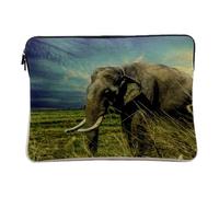 Housse Ordinateur et Tablette Aspect Lin - Elephant d'Asie Riziere Superbe Photo Nature Vie Sauvage - 14-15 Pouces Pochette de Protection PC Portable Imprimé en France