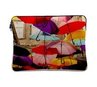 Housse Ordinateur et Tablette Aspect Lin - Envol de Parapluies Multicolores Photo d'art - 10 Pouces Pochette de Protection PC Portable Imprimé en France