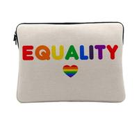 Housse Ordinateur et Tablette Aspect Lin - EqualityHeart LGBTQ+ Gay Lesbian Rainbow - 10 Pouces Pochette de Protection PC Portable Imprimé en France