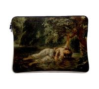 Housse Ordinateur et Tablette Aspect Lin - Eugene Delacroix La Mort d'Ophelie Peinture Shakespeare - 12-13 Pouces Pochette de Protection PC Portable Imprimé en France